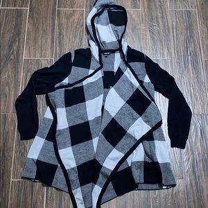 Torrid black plaid open cardigan with hoodie